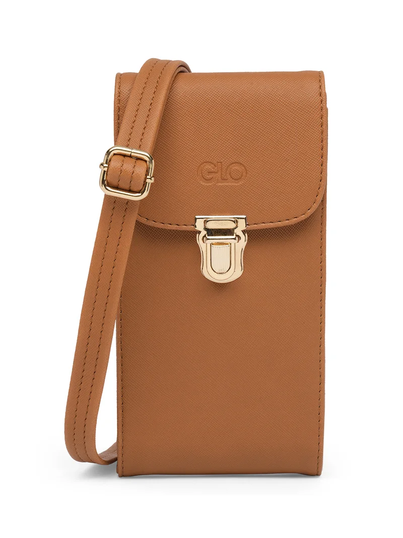 globus Globus Women Tan Vegan Leather Textured Sling Bag With Detachable Strap